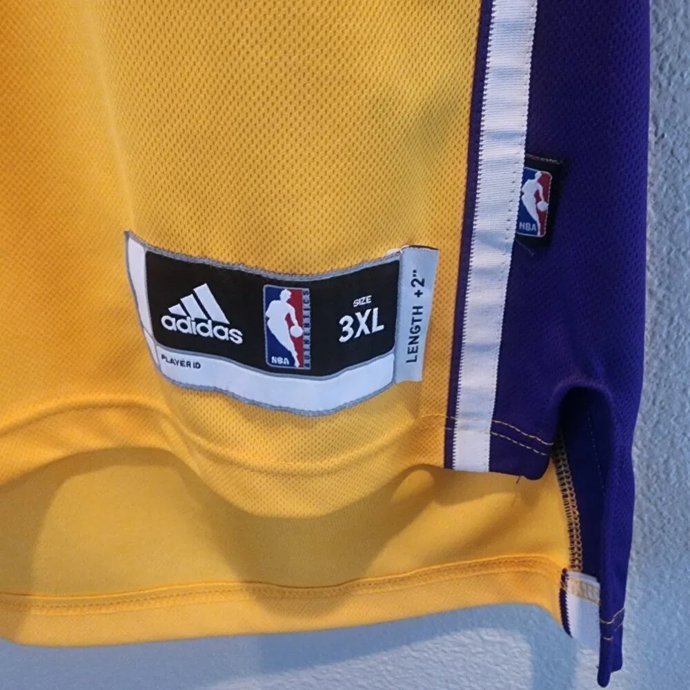Kobe Bryant 24 Los Angeles Lakers Gold Purple Adidas NBA Jersey Mens 3XL